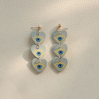 Boucles d'oreilles pendantes en acier inoxydable en forme de cœur en acrylique