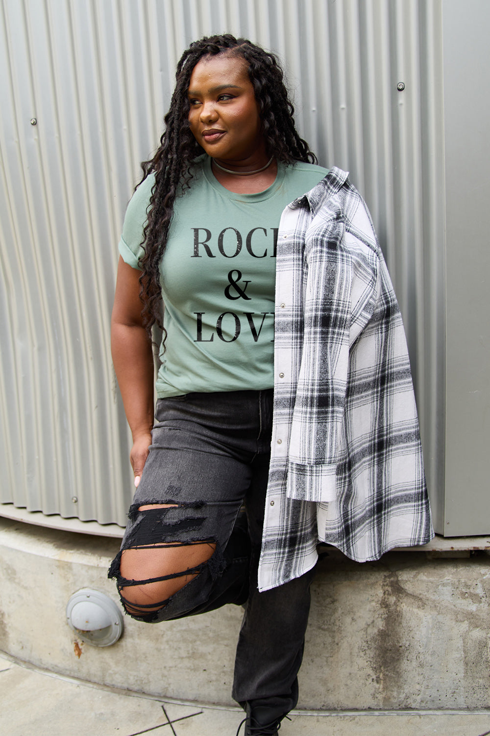 Simply Love T-shirt à manches courtes ROCK ＆ LOVE pleine taille