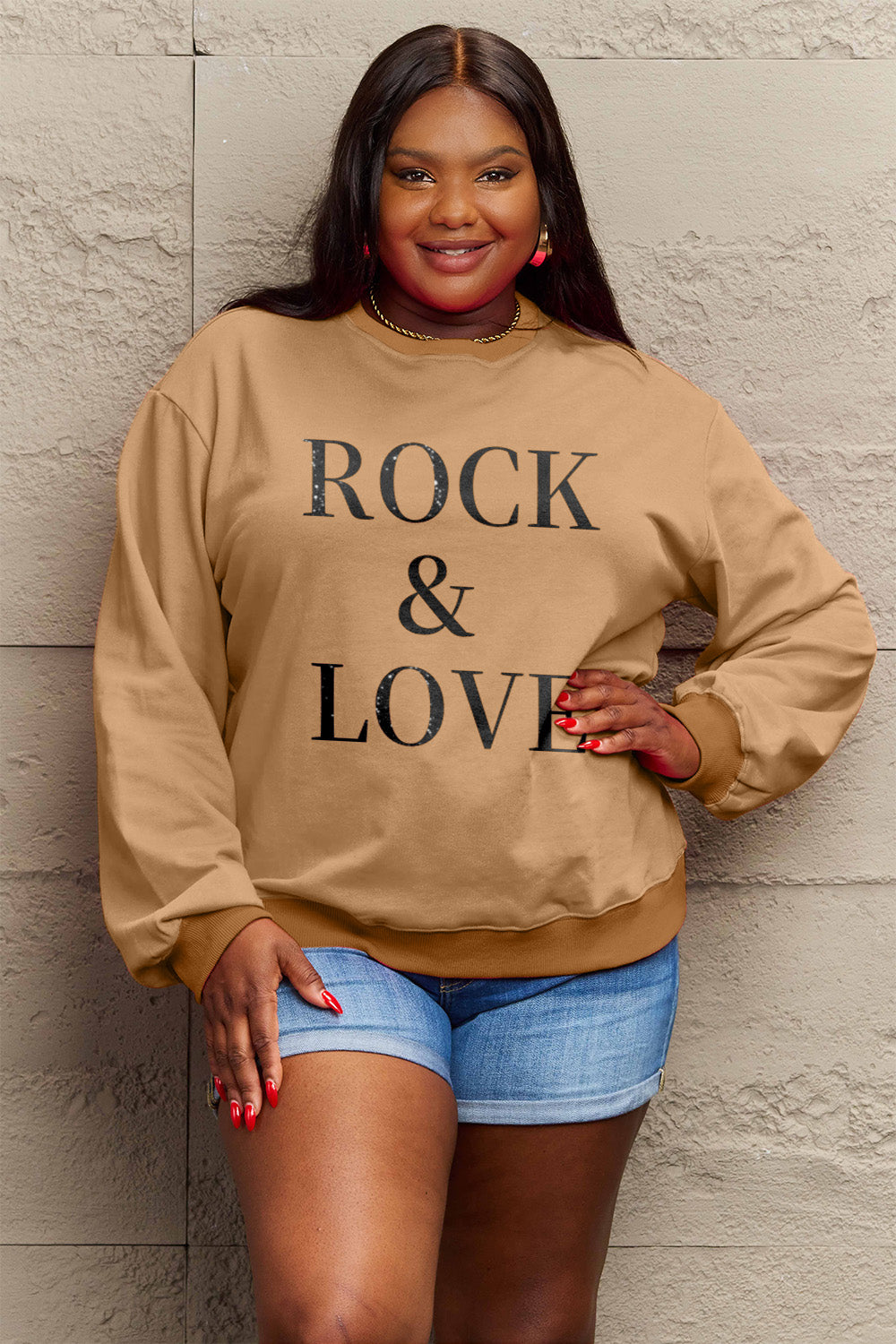 Simply Love ROCK &amp; LOVE Rundhals-Sweatshirt in voller Größe