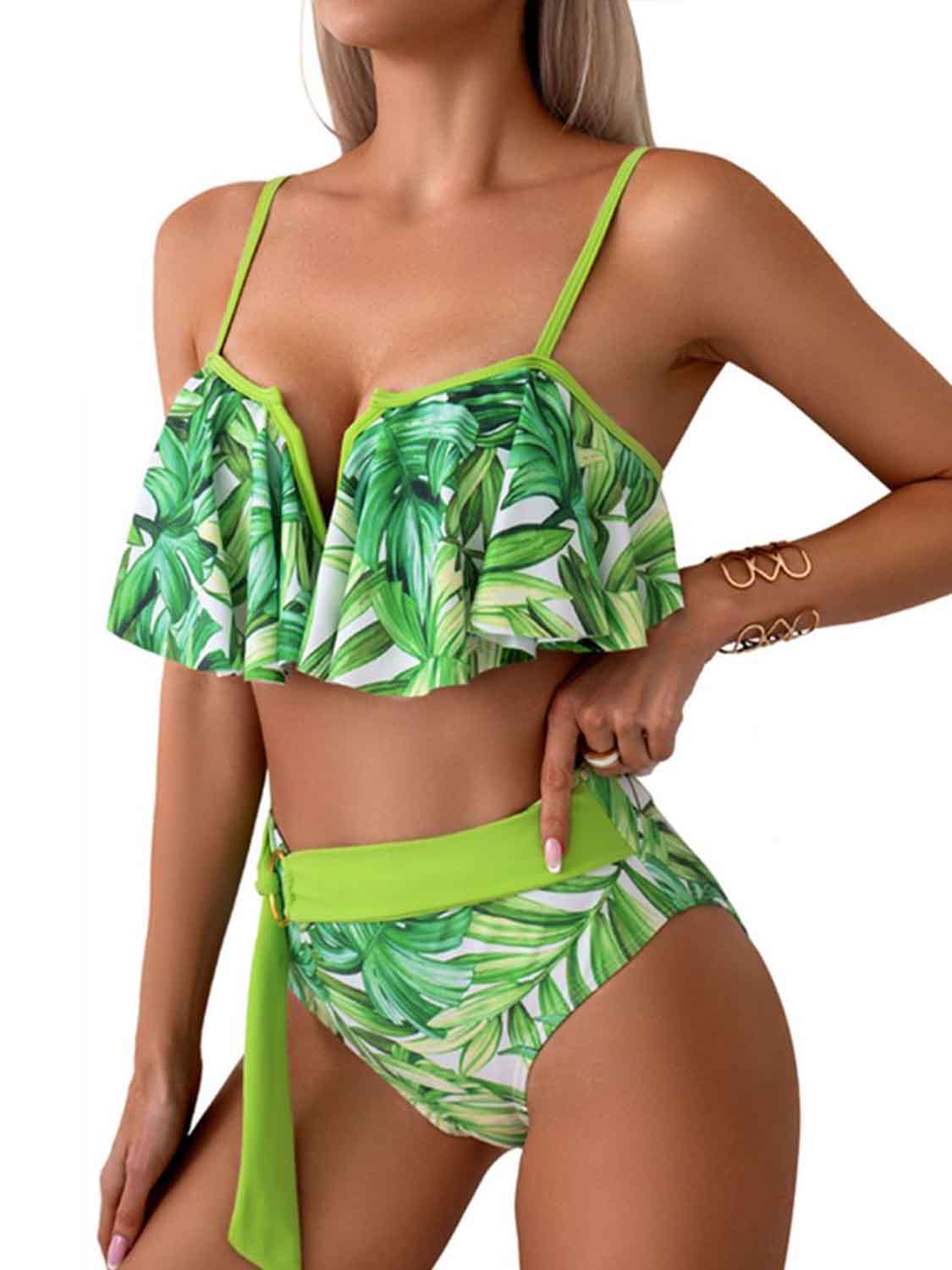 Bikini-Set mit Spaghettiträgern und gekerbtem Schnitt