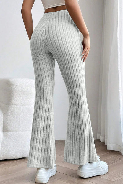 Pantalon évasé taille haute côtelé pleine taille Basic Bae