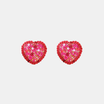 Boucles d'oreilles en alliage de perles incrustées de cœurs à paillettes