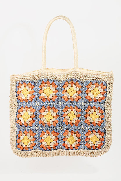 Sac fourre-tout tressé à fleurs Fame