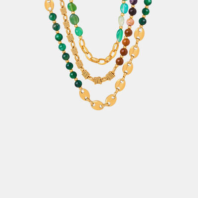 Halskette aus Titanstahl mit Perlen