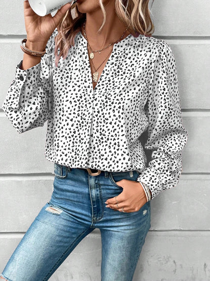 Blouse imprimée à manches longues crantée