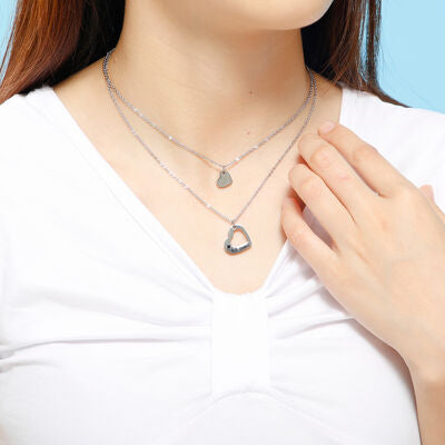 Doppellagige Halskette mit Herzausschnitt aus Edelstahl