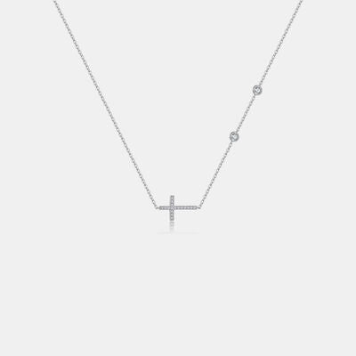 Zirkon-Kreuz-Halskette aus 925er-Sterlingsilber