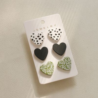 Boucles d'oreilles coeur en acrylique 3 pièces