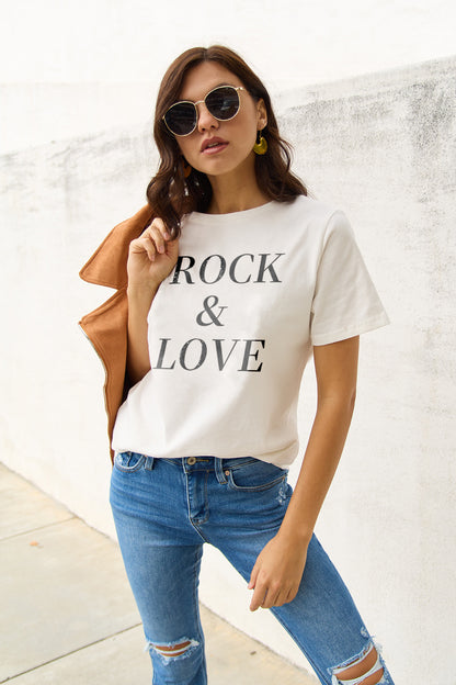 Simply Love T-shirt à manches courtes ROCK ＆ LOVE pleine taille