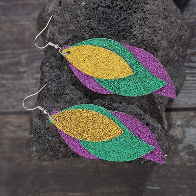 PU Leather Leaf Dangle Earrings