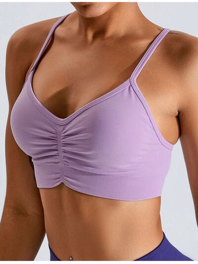 Soutien-gorge actif froncé croisé