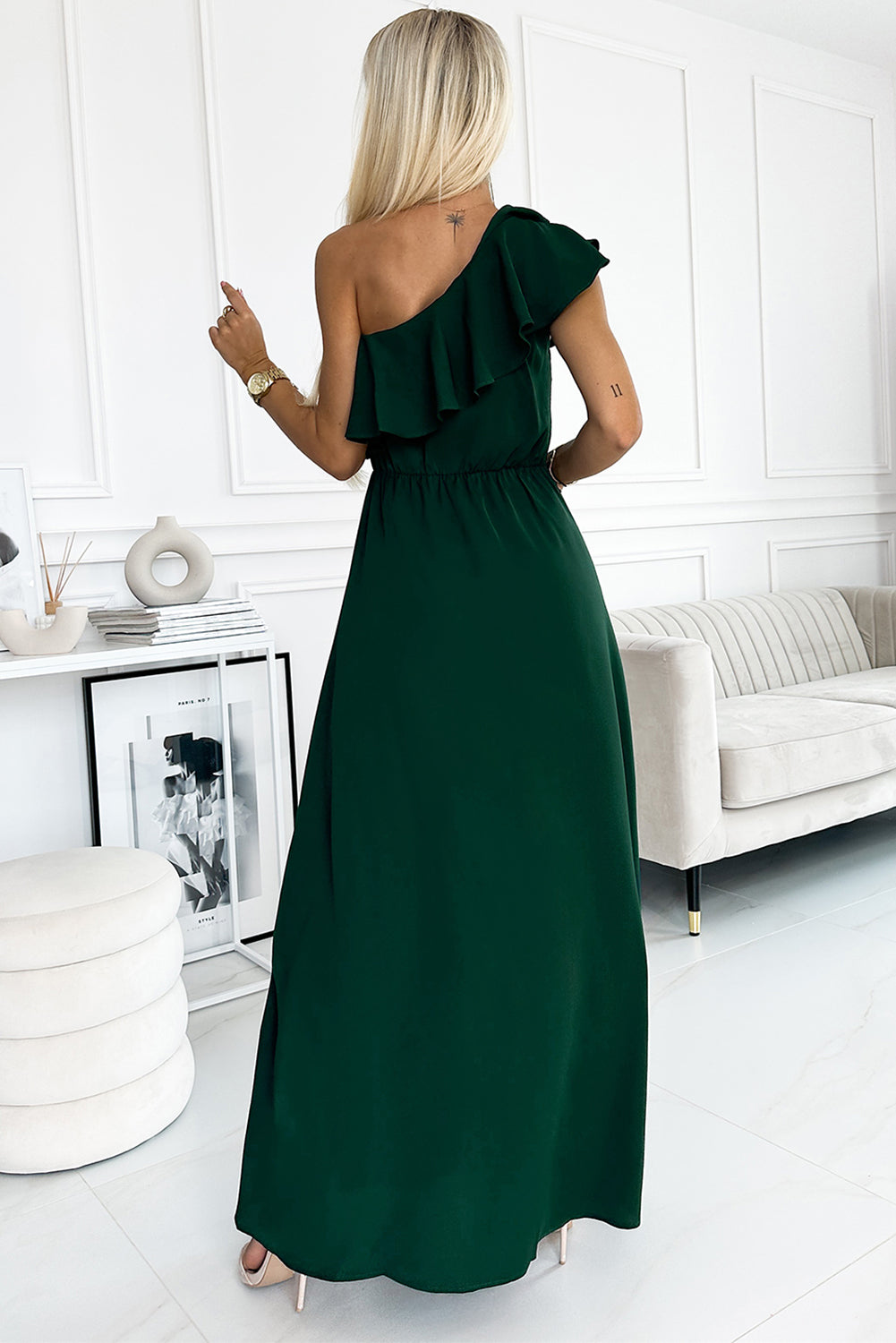 One-Shoulder-Maxikleid mit Rüschen