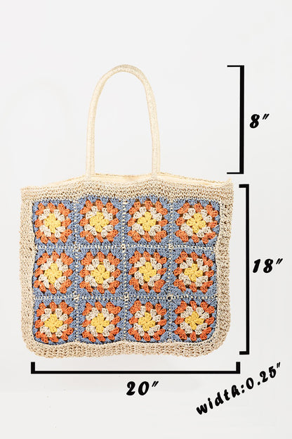 Sac fourre-tout tressé à fleurs Fame