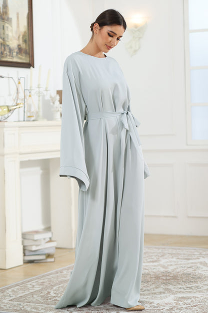 Robe à col rond et manches kimono avec lien à la taille