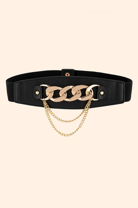 Ceinture en cuir PU avec détail de chaîne