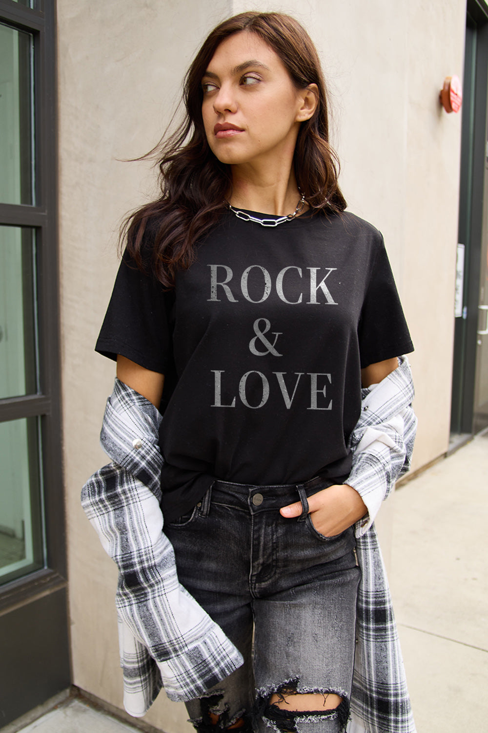 Simply Love T-shirt à manches courtes ROCK ＆ LOVE pleine taille