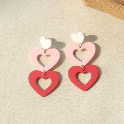 Boucles d'oreilles pendantes en acrylique avec cœur découpé