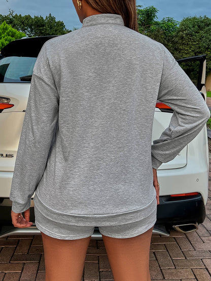 Ensemble sweat-shirt et short à quart de zip graphique BE KIND