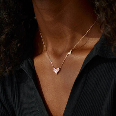 Collier à pendentif plaqué or rose en forme de cœur