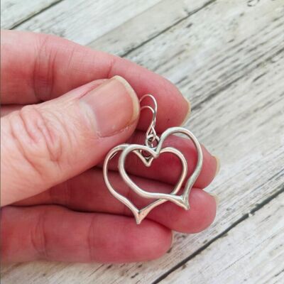 Boucles d'oreilles pendantes en forme de cœur en alliage plaqué argent