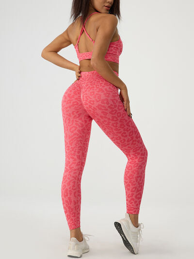 Leopard Crisscross Top and Leggings Active Set