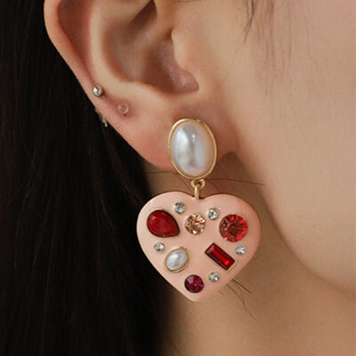 Boucles d'oreilles pendantes en alliage cœur