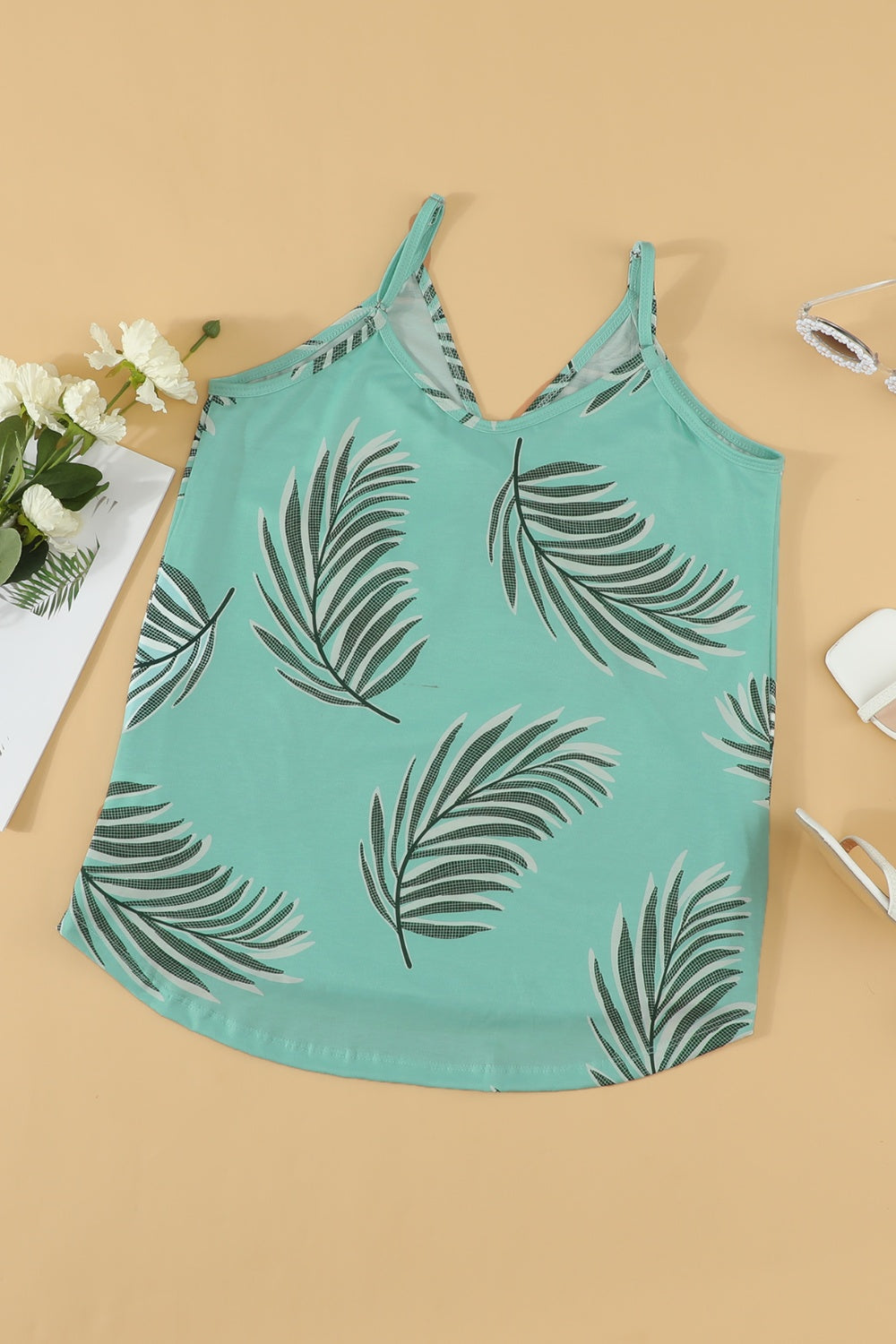 Camisole imprimée à bretelles fines et surplis