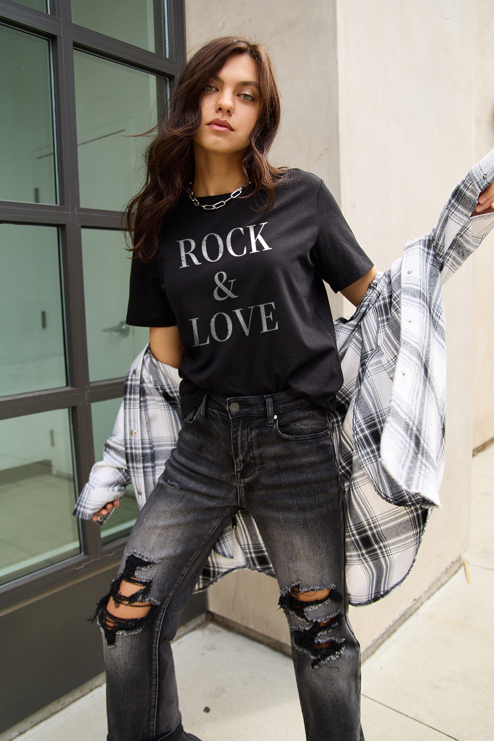 Simply Love T-shirt à manches courtes ROCK ＆ LOVE pleine taille