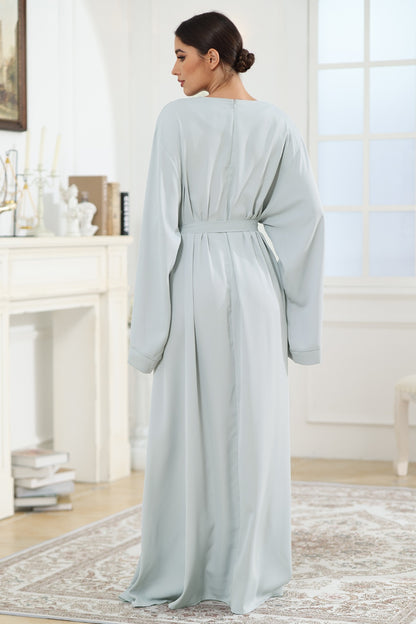 Robe à col rond et manches kimono avec lien à la taille