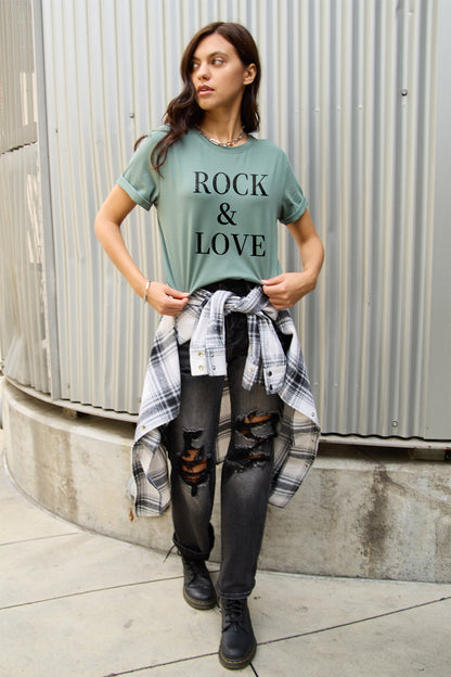 Simply Love T-shirt à manches courtes ROCK ＆ LOVE pleine taille