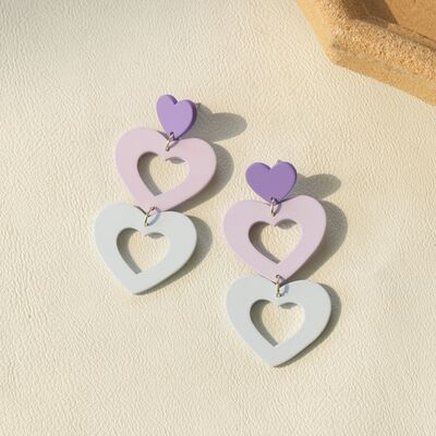 Boucles d'oreilles pendantes en acrylique avec cœur découpé