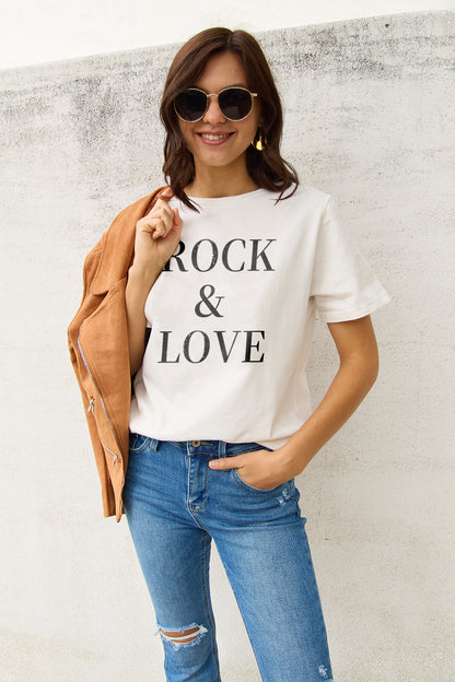 Simply Love T-shirt à manches courtes ROCK ＆ LOVE pleine taille