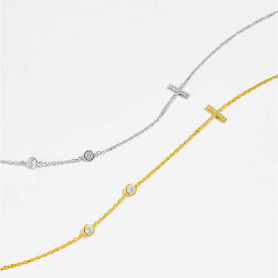 Zirkon-Kreuz-Halskette aus 925er-Sterlingsilber