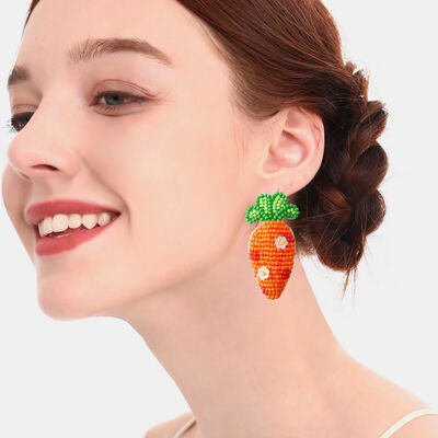 Karotten-Ohrringe aus Edelstahl mit Perlen