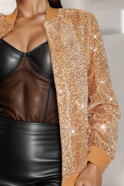 Veste zippée à manches longues et sequins