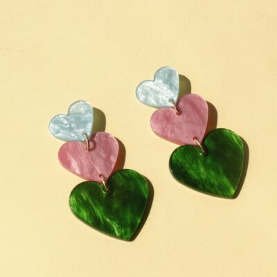Boucles d'oreilles pendantes en forme de cœur en acrylique
