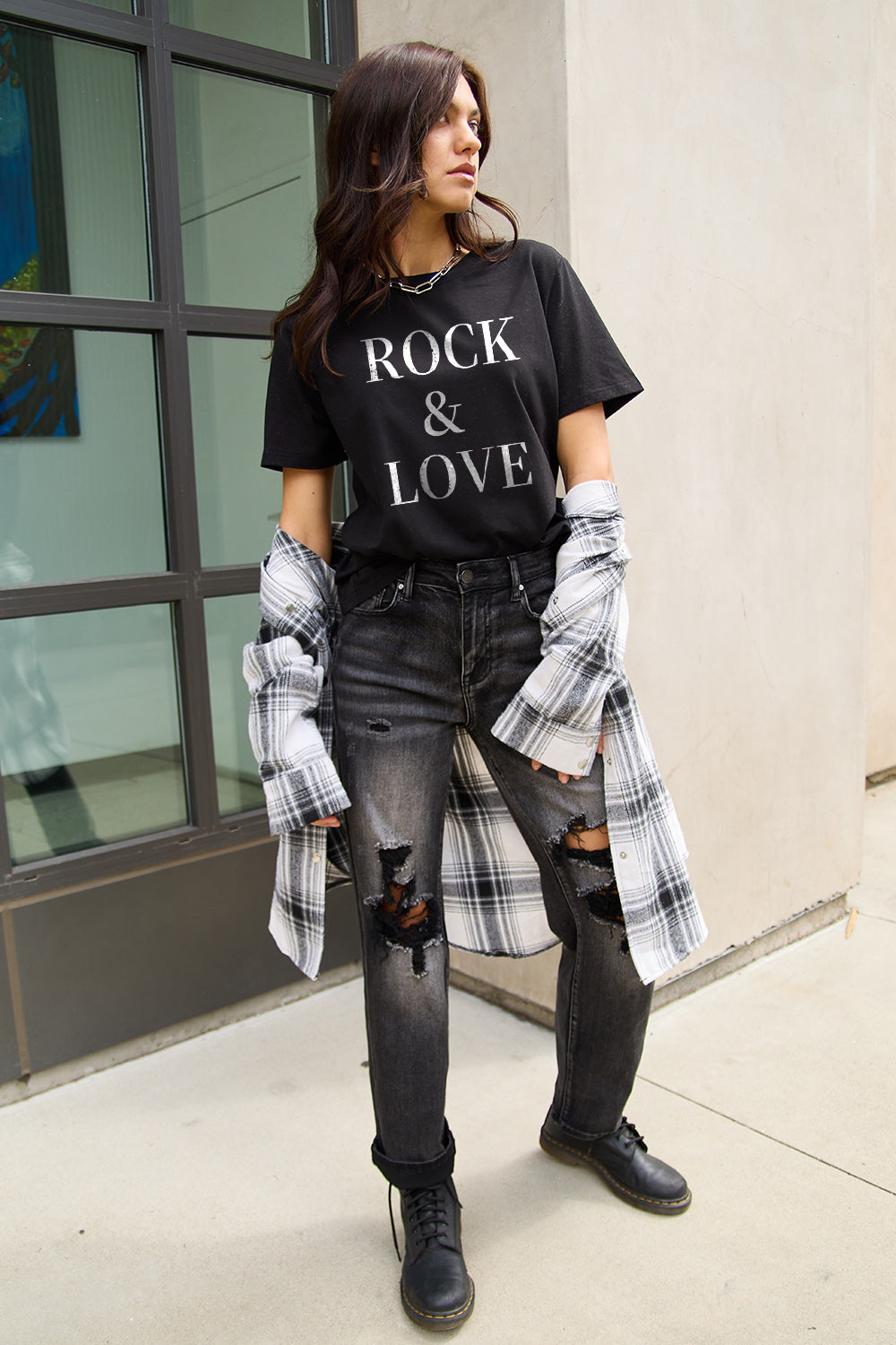 Simply Love T-shirt à manches courtes ROCK ＆ LOVE pleine taille